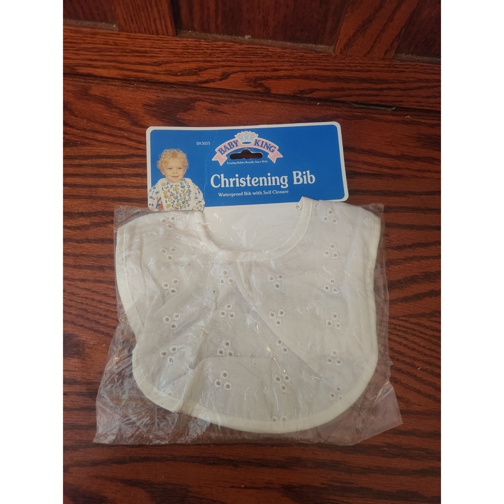 Vintage Baby King Christening Bib NOS
